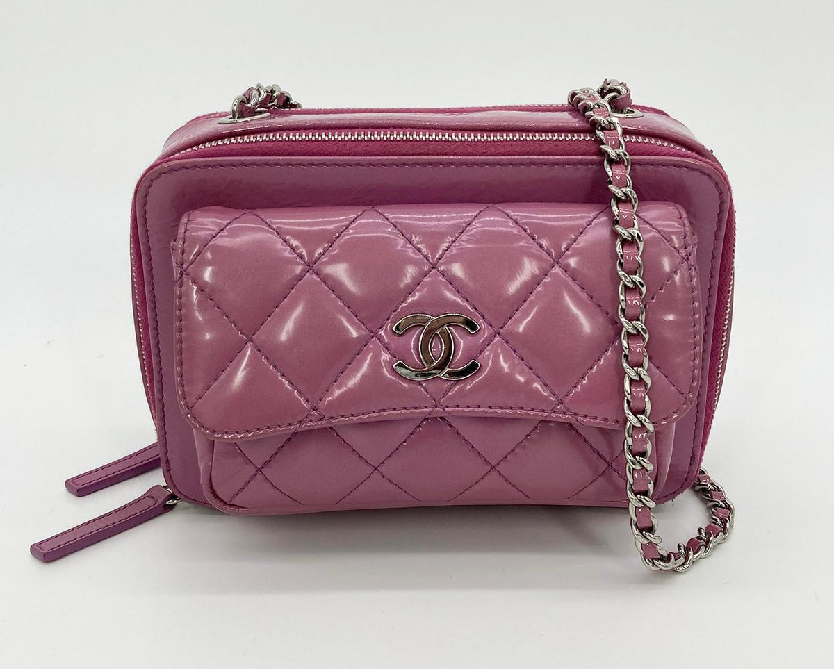 CHANEL Purple Patent Pocket Box Camera Case