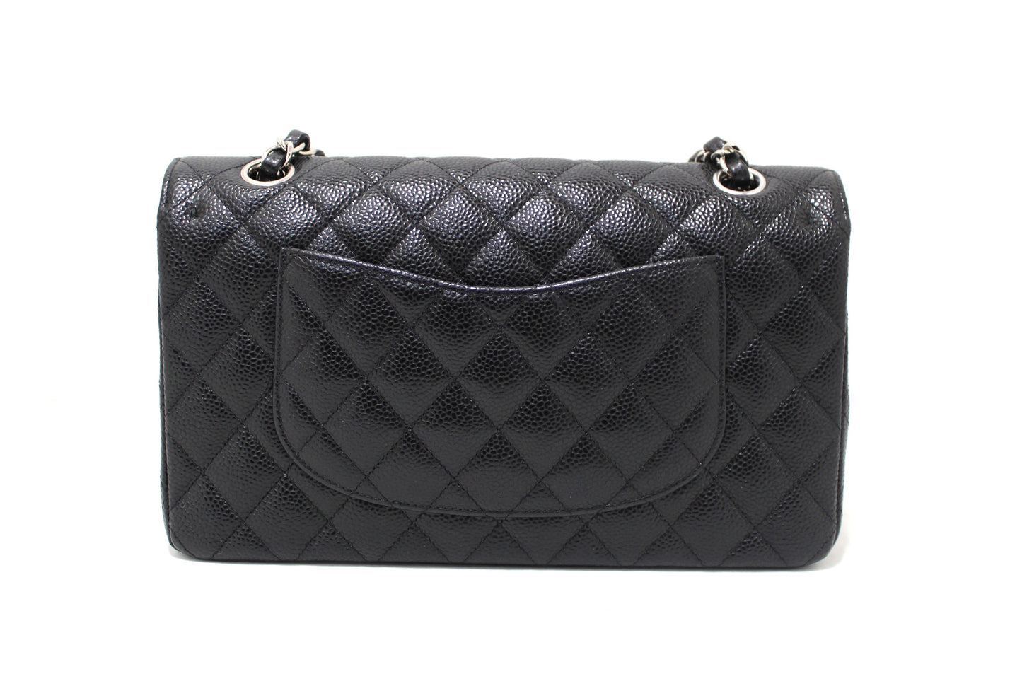 Chanel Classic Black Quilted Caviar Leather Classic Medium Double Flap Bag
