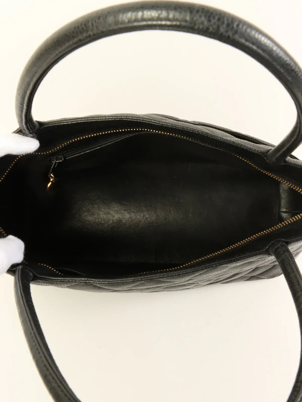 CHANEL Around 2001 Made Caviar Skin Cc Mark Stitch Revival Tote Bag Black