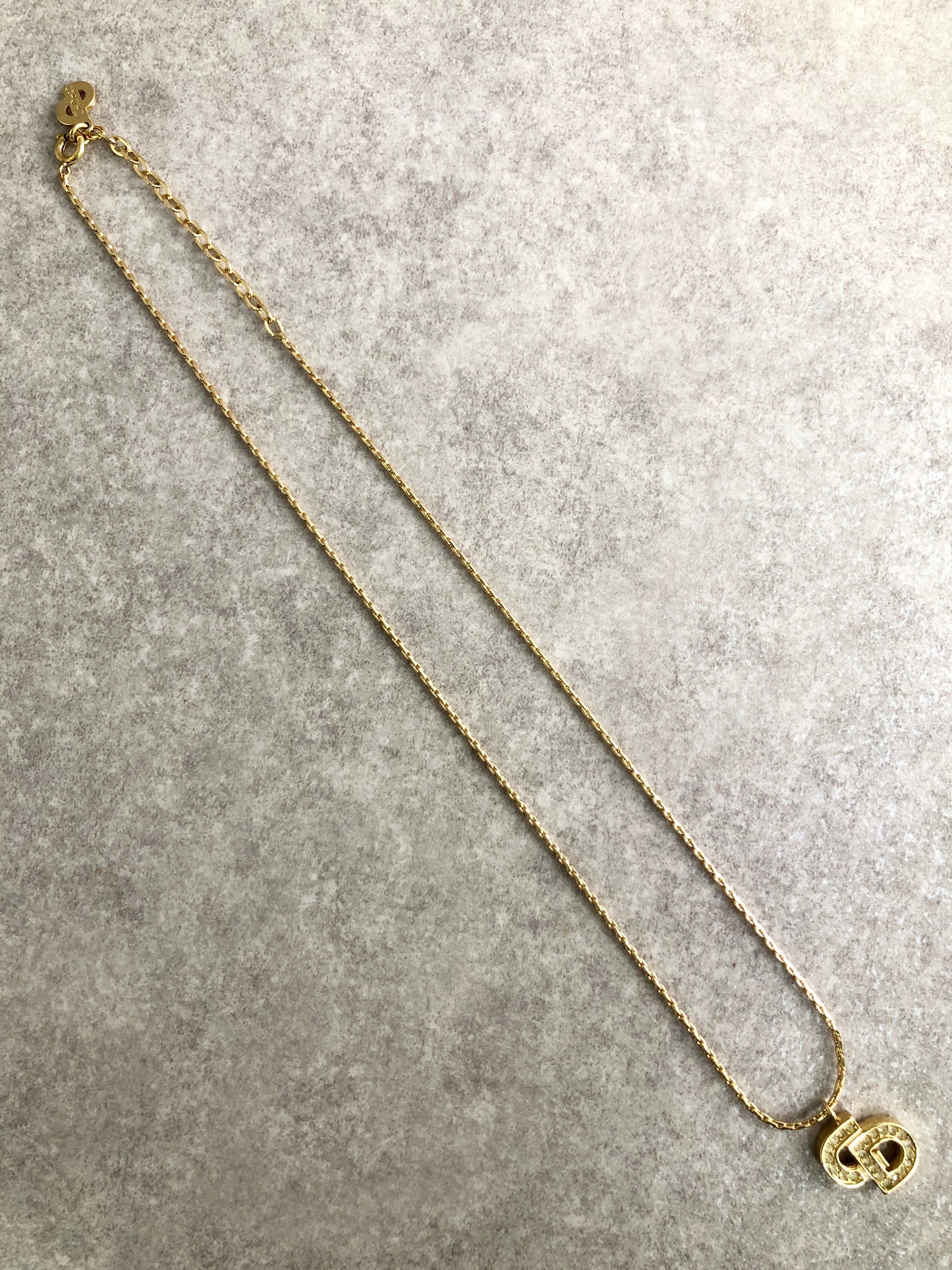 Christian Dior CD Logo Necklace Gold Vintage gydv2d