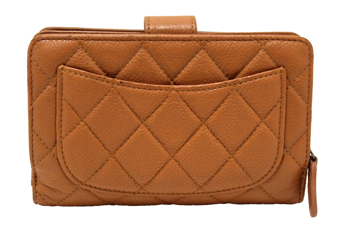 Chanel Vintage Brown Quilted Caviar Leather Bifold Wallet