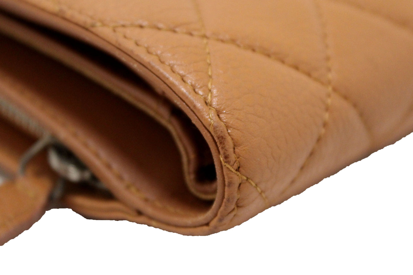 Chanel Vintage Brown Quilted Caviar Leather Bifold Wallet