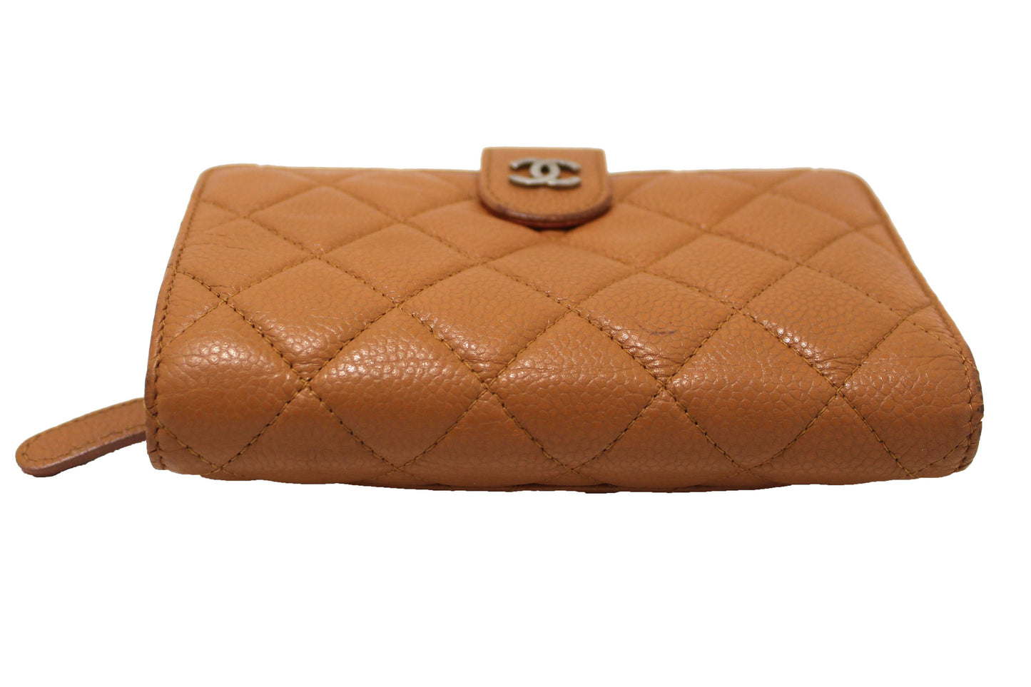 Chanel Vintage Brown Quilted Caviar Leather Bifold Wallet