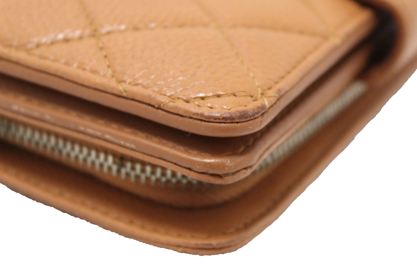 Chanel Vintage Brown Quilted Caviar Leather Bifold Wallet