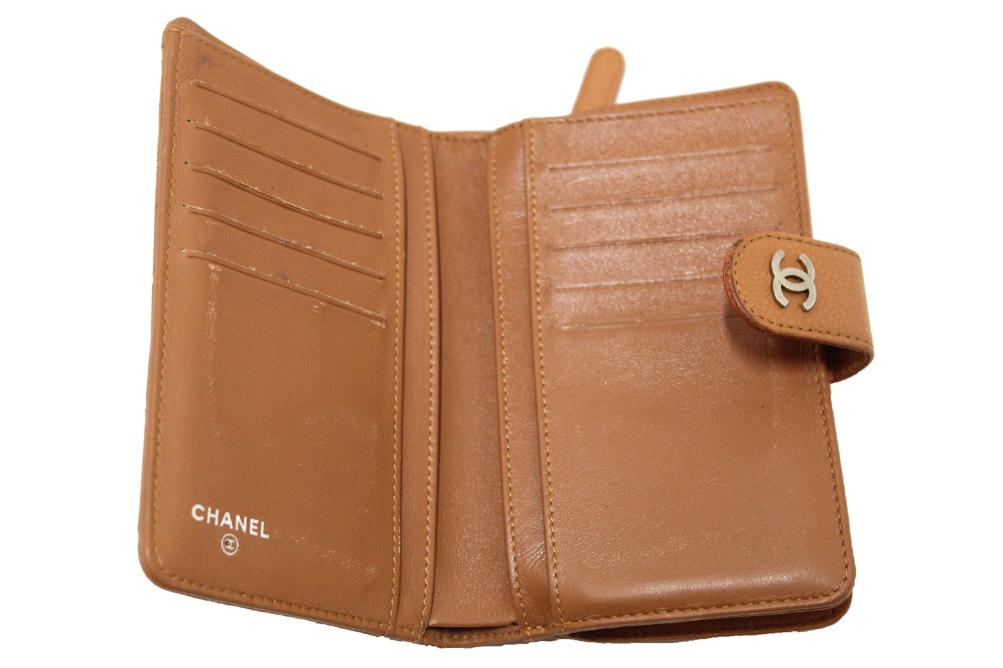 Chanel Vintage Brown Quilted Caviar Leather Bifold Wallet