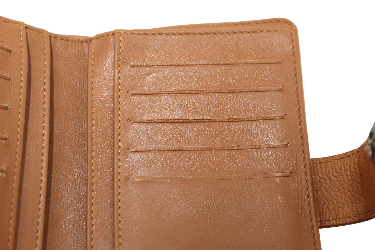 Chanel Vintage Brown Quilted Caviar Leather Bifold Wallet