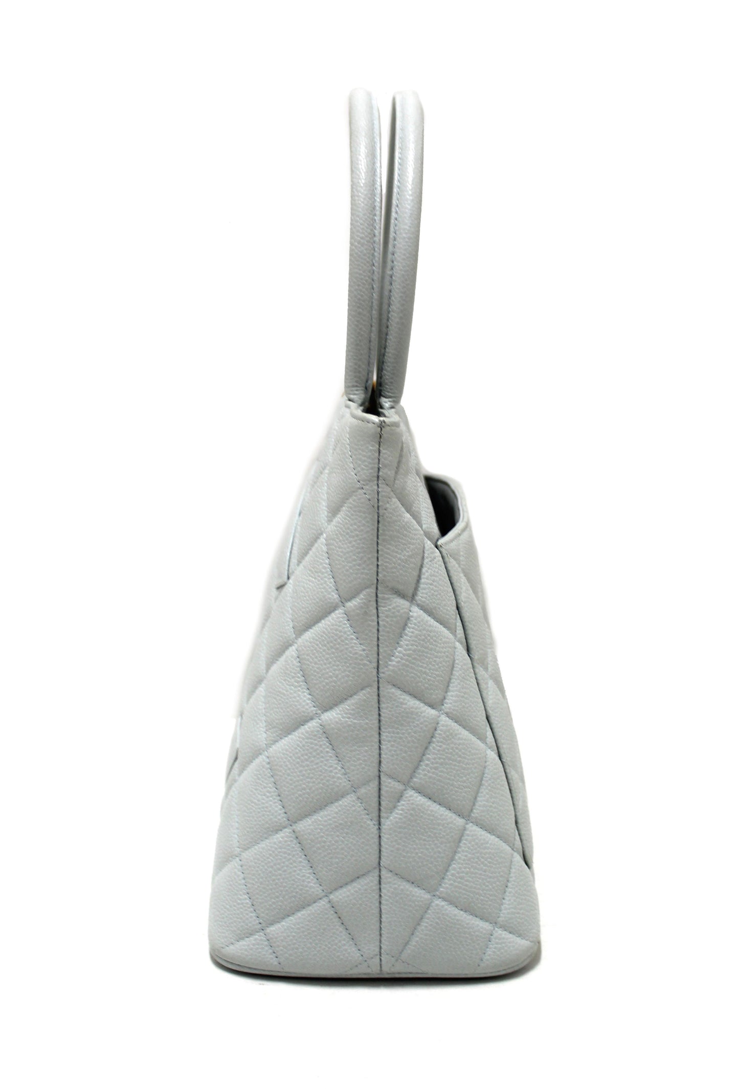 Chanel Light Blue Caviar Leather Medallion Shoulder Tote Bag