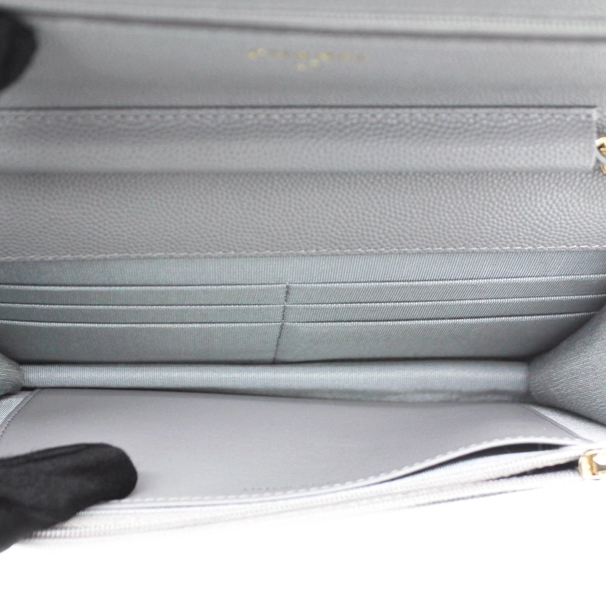 Chanel Quilted Leather WOC Chain Clutch Bag Grey Caviar