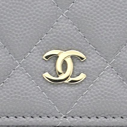 Chanel Quilted Leather WOC Chain Clutch Bag Grey Caviar