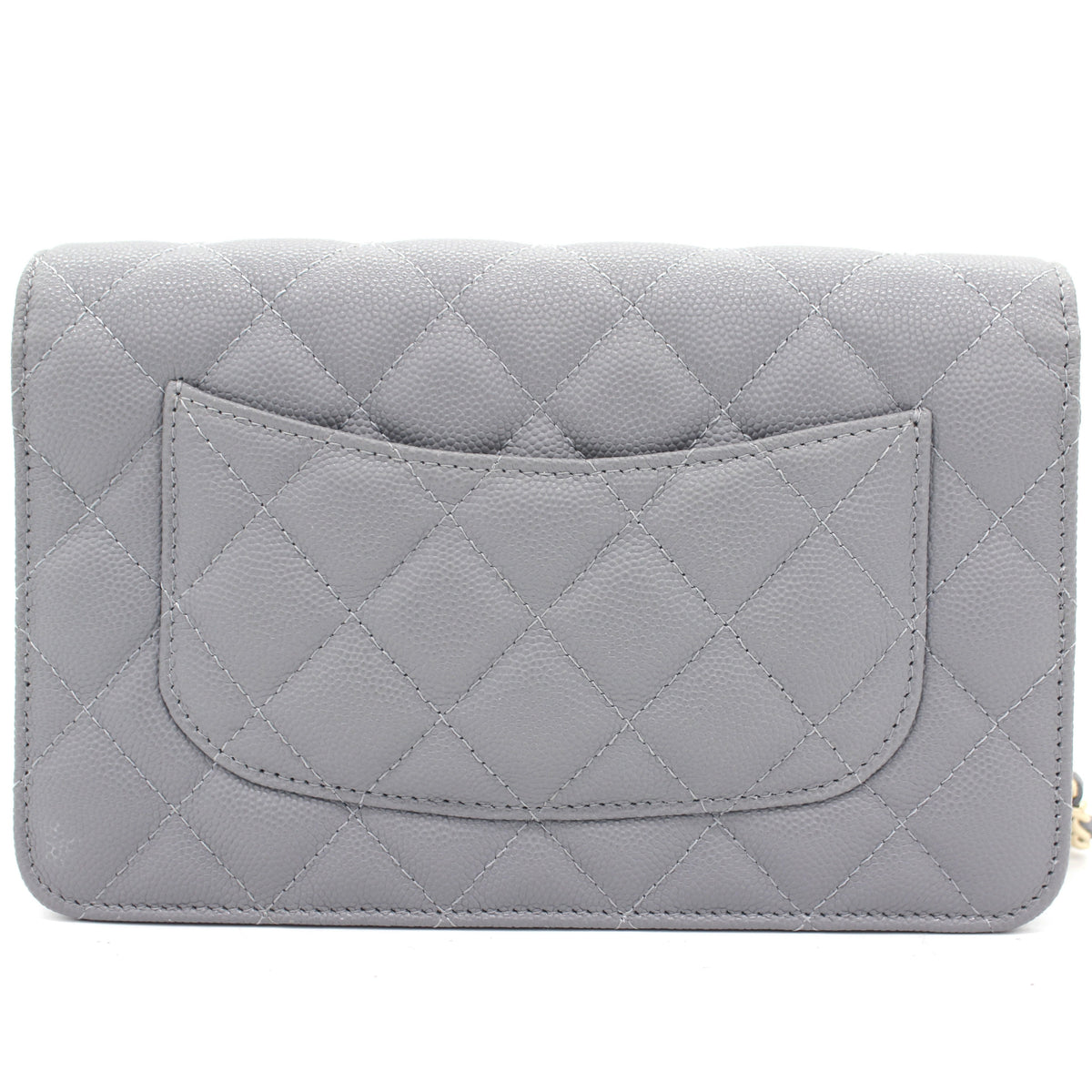 Chanel Quilted Leather WOC Chain Clutch Bag Grey Caviar