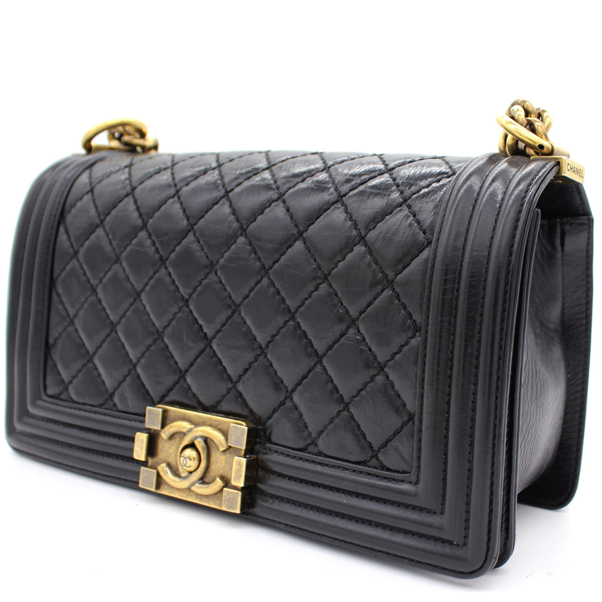 Chanel Quilted Glazed Calfskin Medium Boy Bag