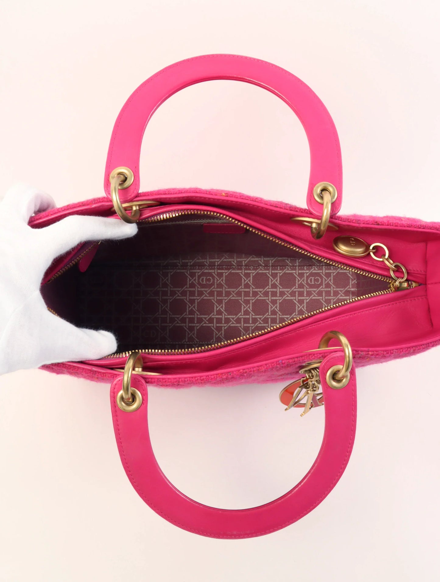 DIOR Tweed Lady  2Way Bag L Pink/Multi