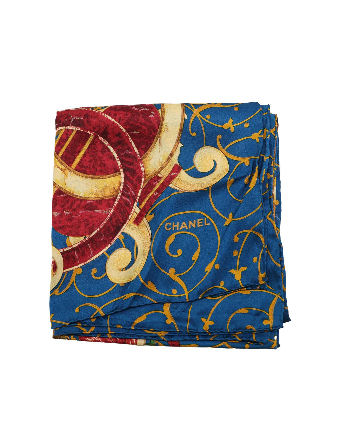 Chanel Sunflower Silk Yellow Blue Scarf DXBS3708