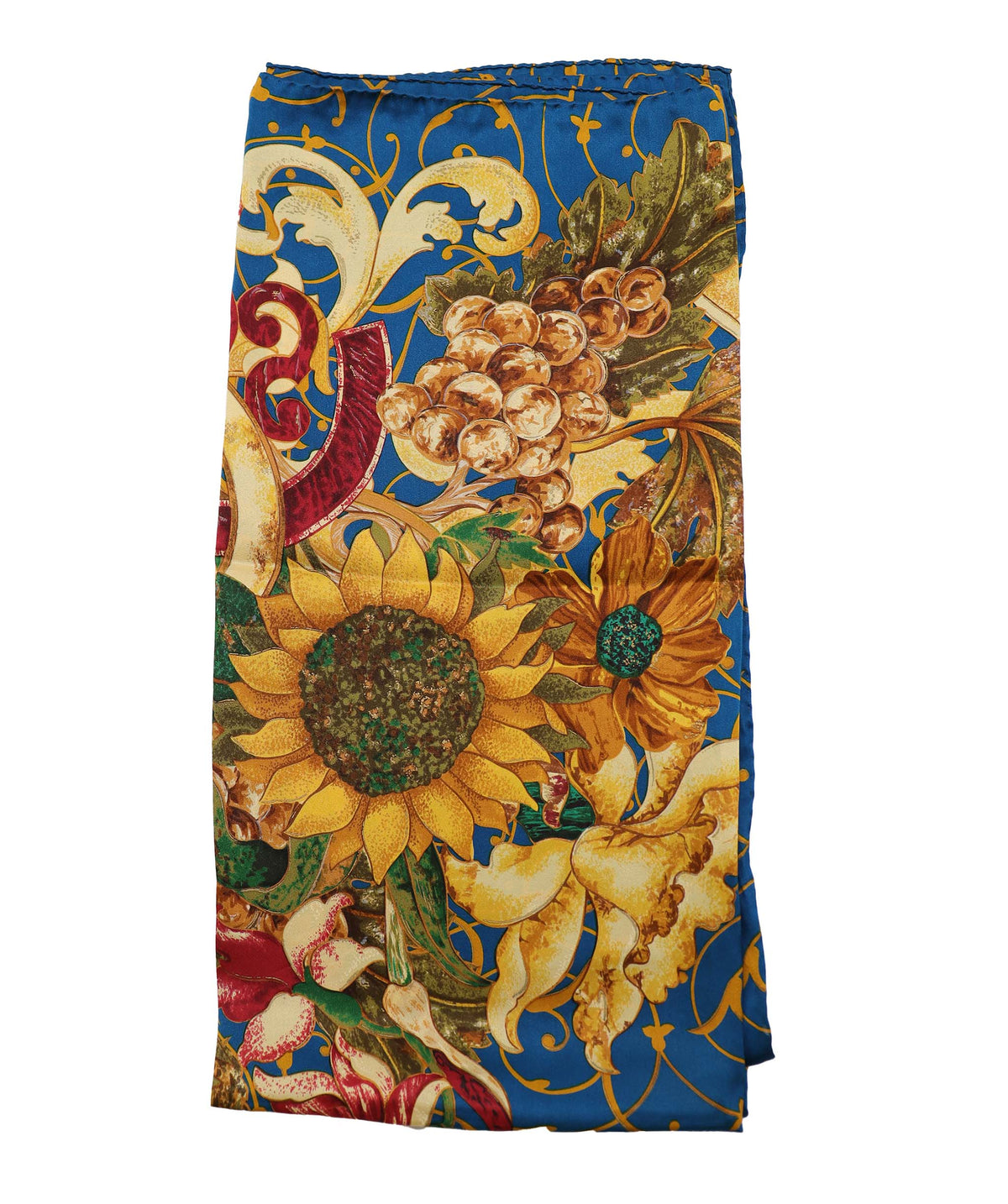 Chanel Sunflower Silk Yellow Blue Scarf DXBS3708