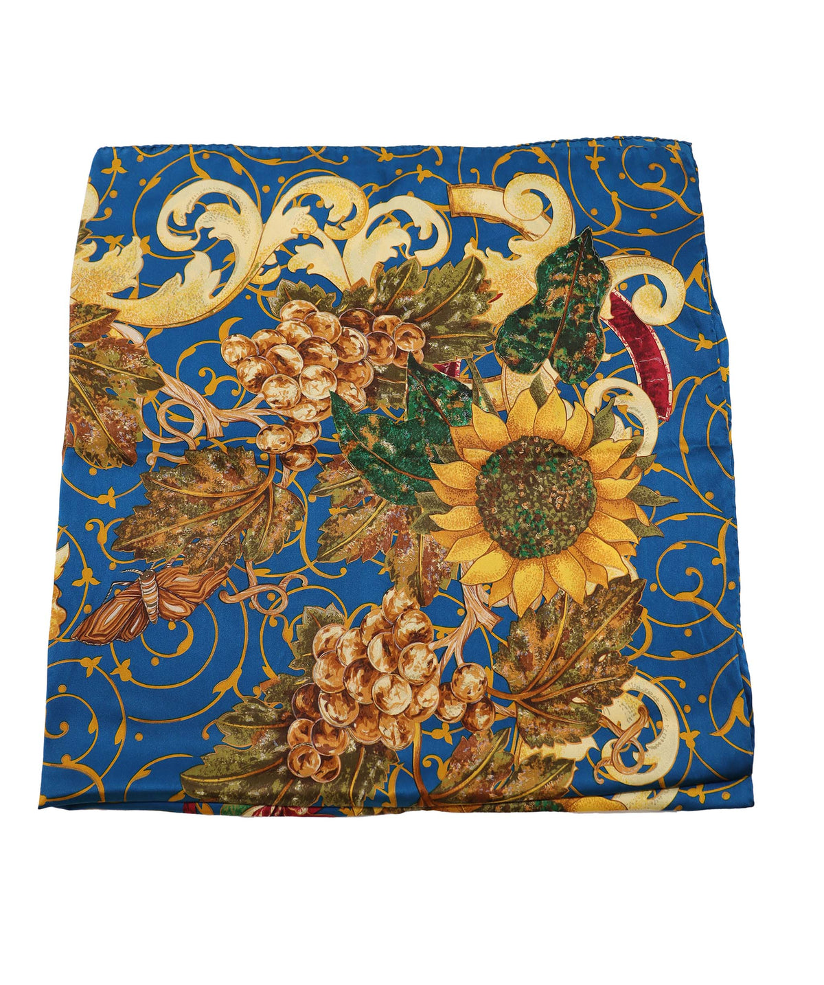 Chanel Sunflower Silk Yellow Blue Scarf DXBS3708