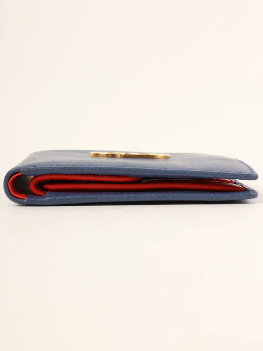 DIOR Logo Plate Wallet Blue