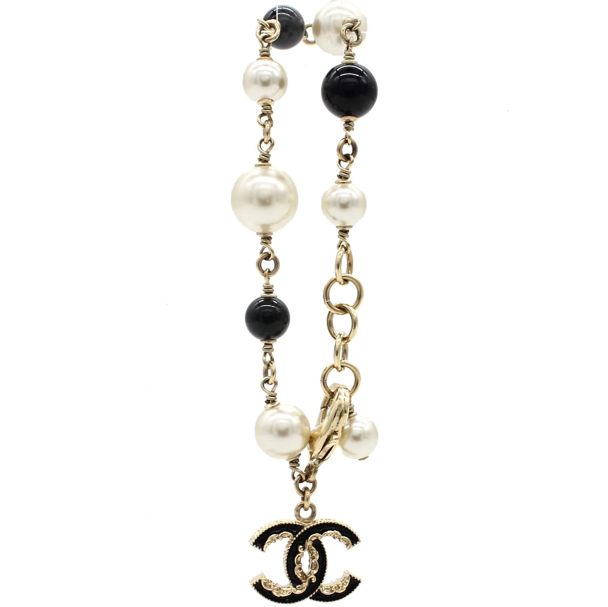 Chanel Pearl Beaded CC Bracelet Black