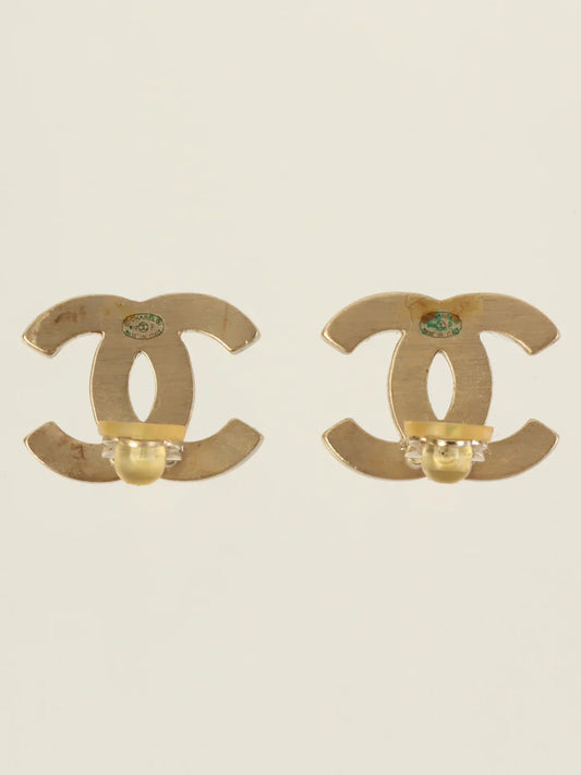 CHANEL 2012 Made Cc Mark Plate Earrings Silver/Black