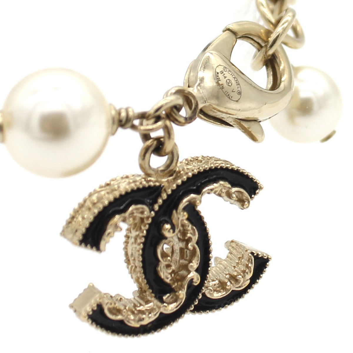 Chanel Pearl Beaded CC Bracelet Black