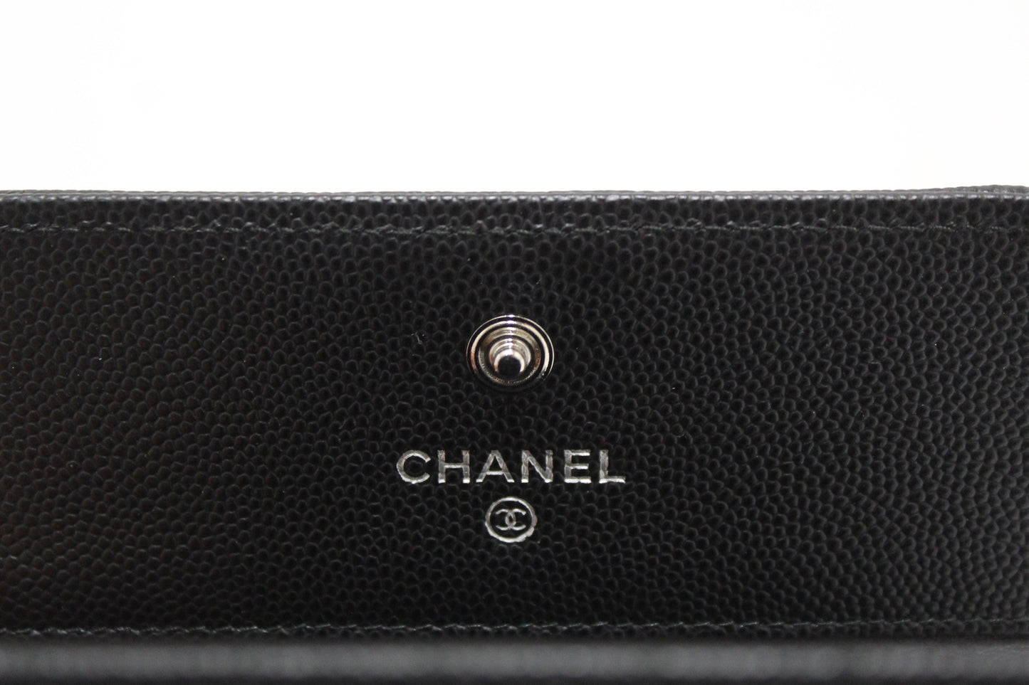 NEW  Chanel Black Quilted Caviar Leather Boy Small Trifold Wallet