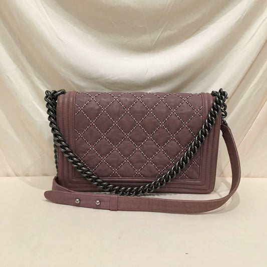 Chanel Pink Leather Bead New Medium Boy Shoulder Bag Sku# 76125