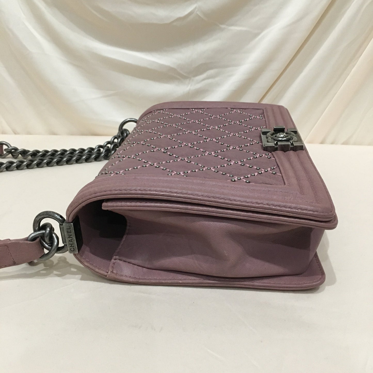 Chanel Pink Leather Bead New Medium Boy Shoulder Bag Sku# 76125