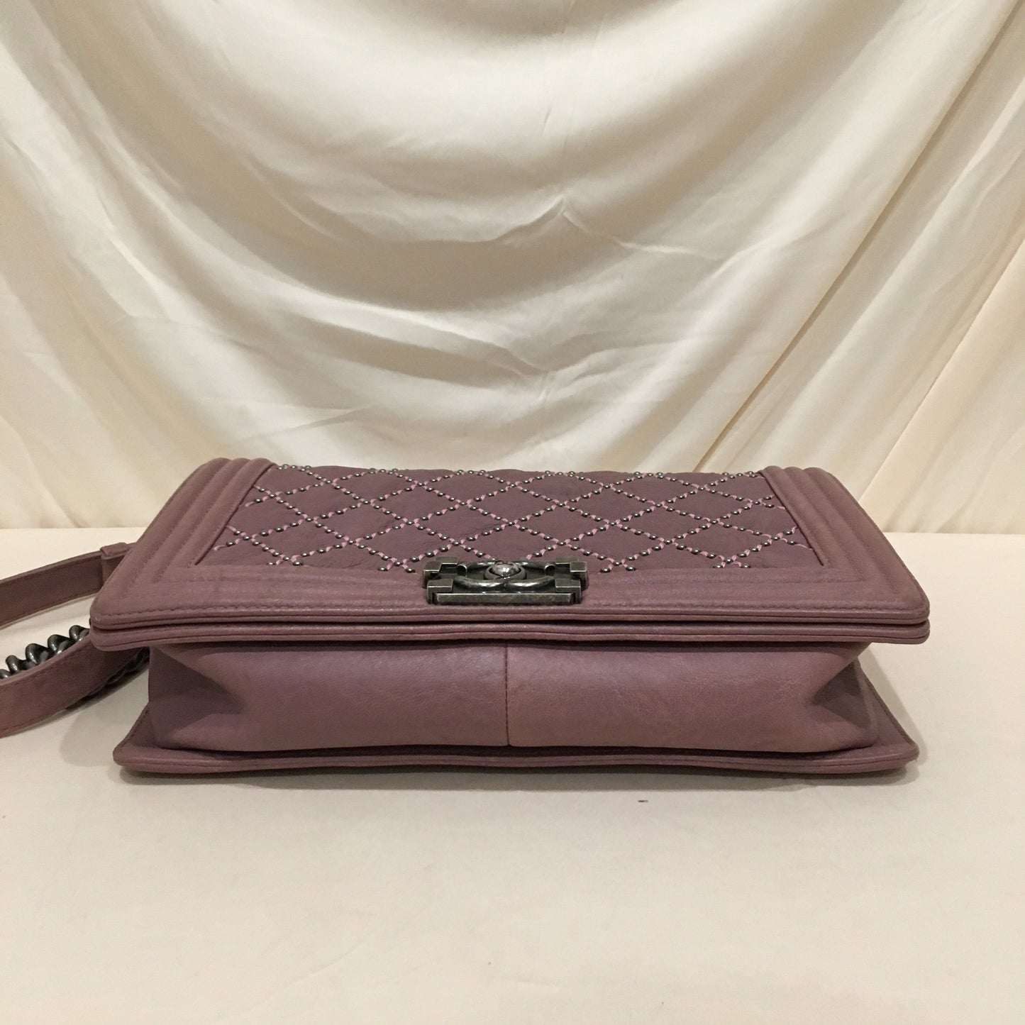 Chanel Pink Leather Bead New Medium Boy Shoulder Bag Sku# 76125