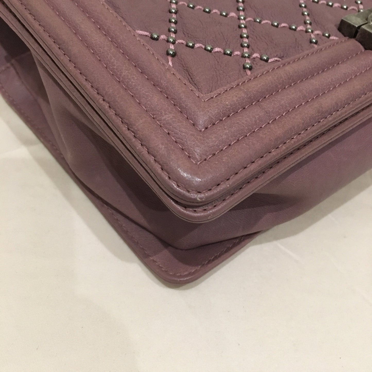 Chanel Pink Leather Bead New Medium Boy Shoulder Bag Sku# 76125