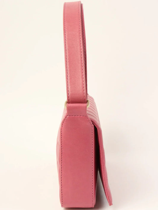 CHANEL Around 2001 Made Chocolate Bar Cc Mark Stitch Shouder Bag Pink