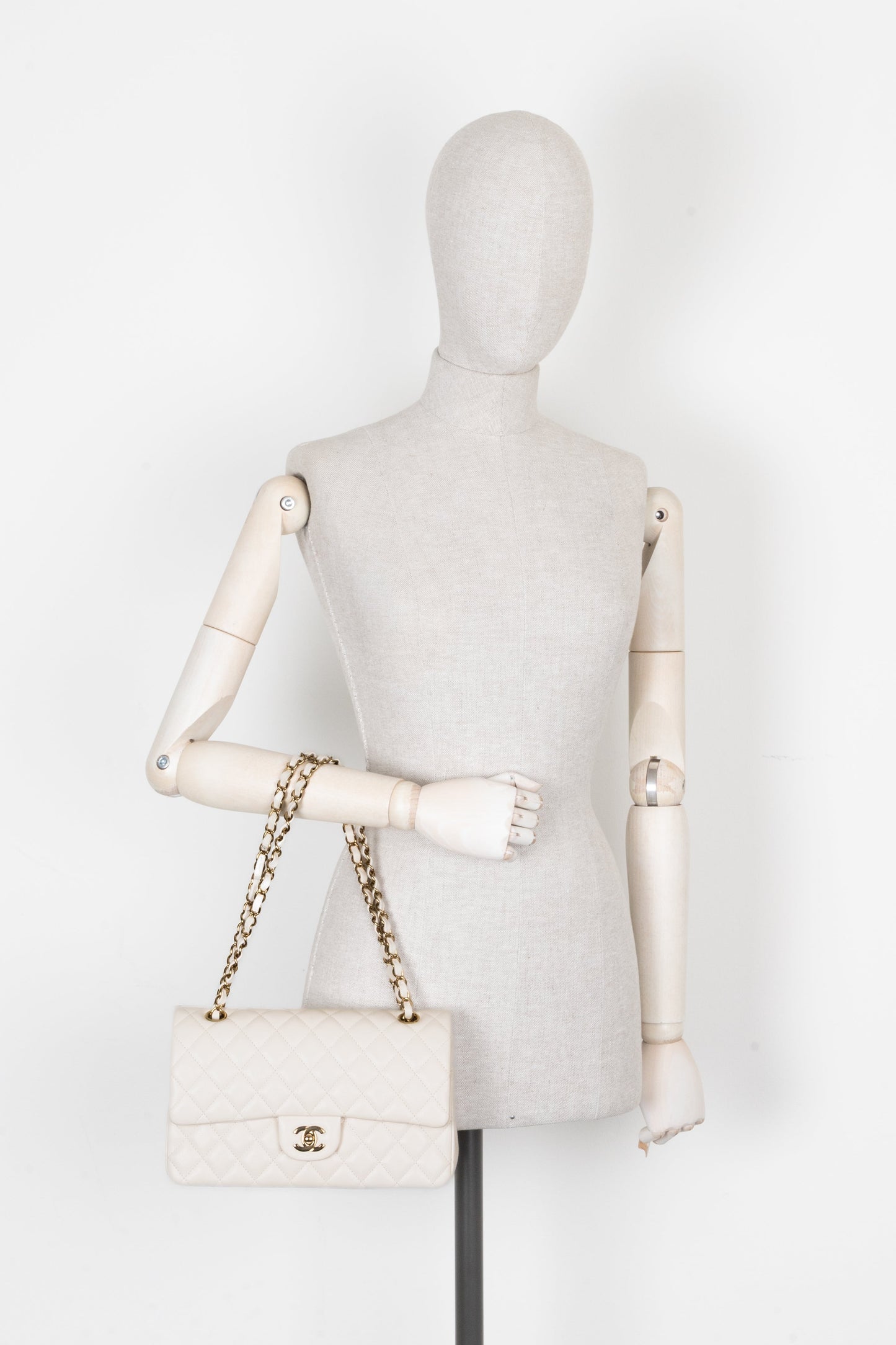 CHANEL Classic Medium Double Flap Ivory Caviar