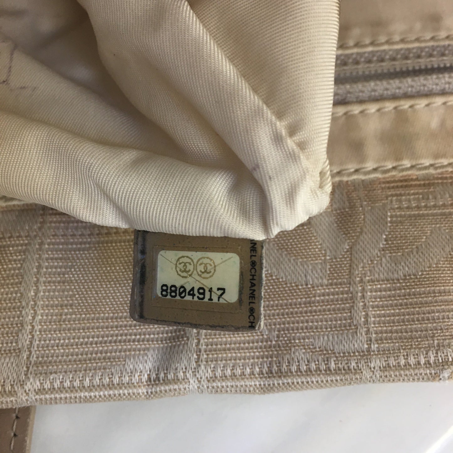 CHANEL Shoulder Bag in Beige Fabric