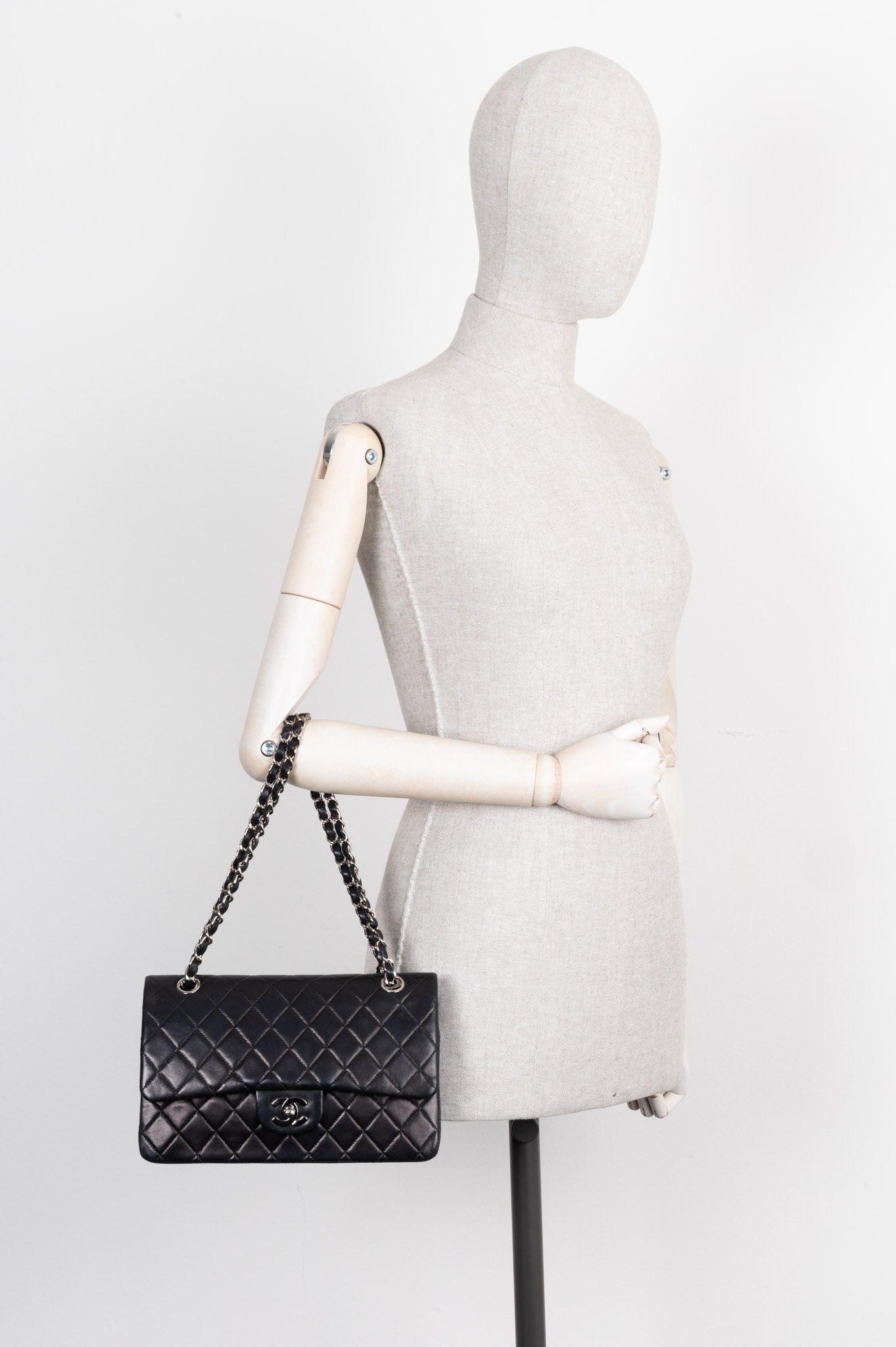 CHANEL Double Flap Small Black Silver