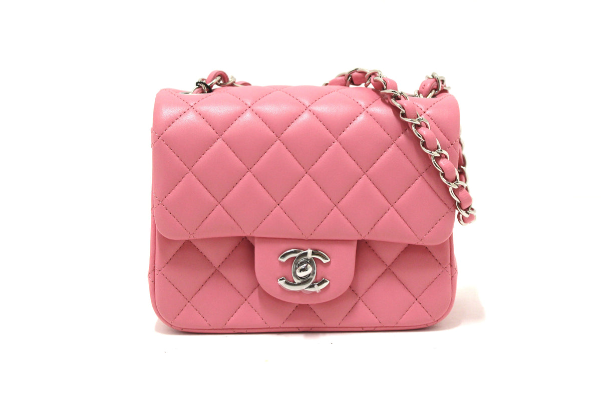 NEW Chanel Quilted Pink Lambskin Leather Mini Square Classic Flap Bag | Italystation.com