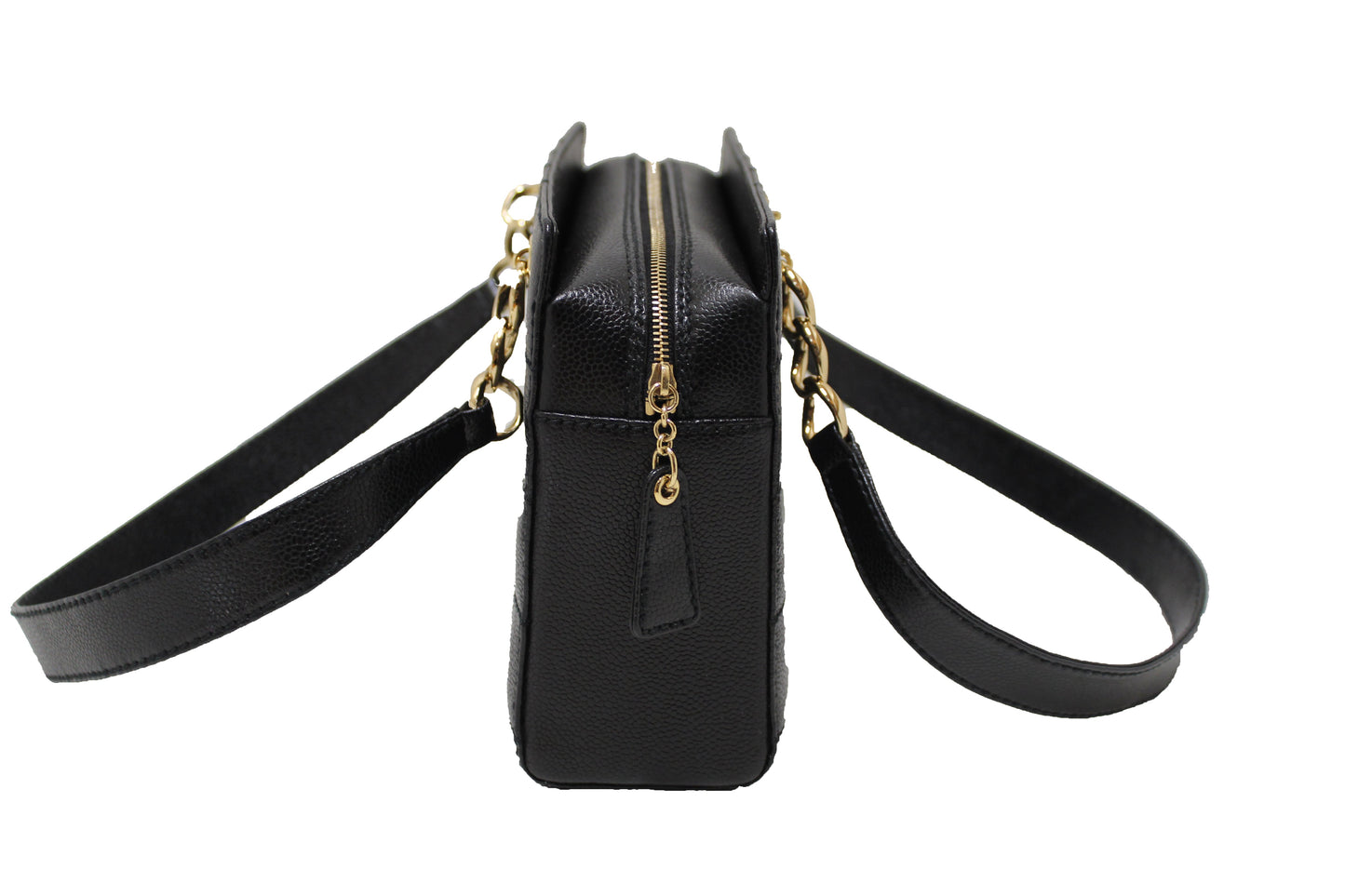 Chanel Black Square Stitch Caviar Leather Shoulder Tote Bag