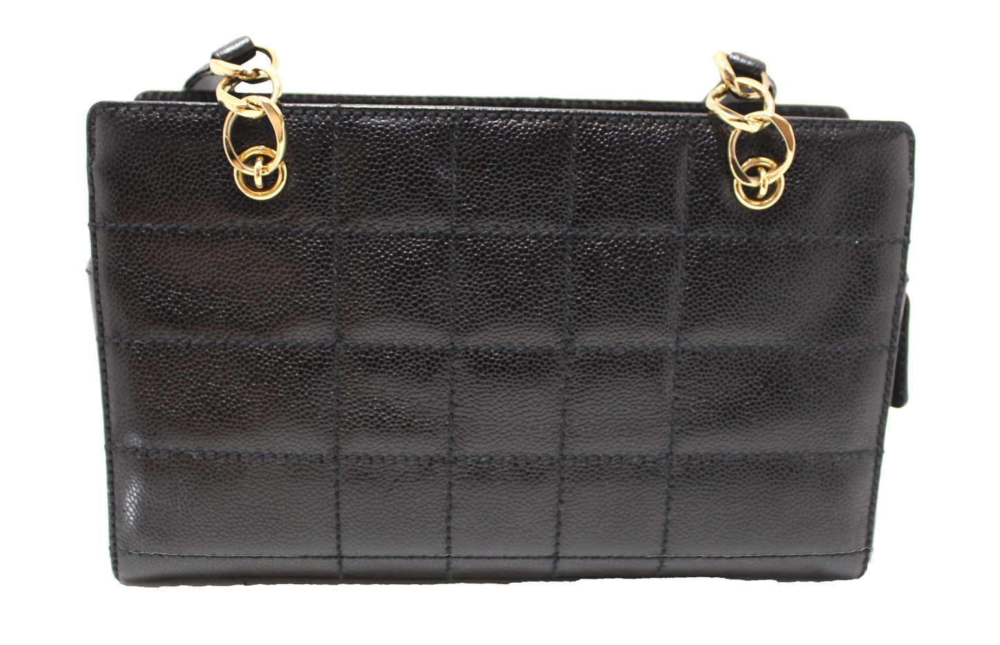 Chanel Black Square Stitch Caviar Leather Shoulder Tote Bag