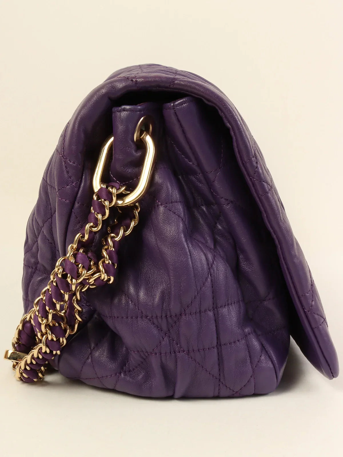 DIOR Cannage Stitch Shoulder Bag Purple