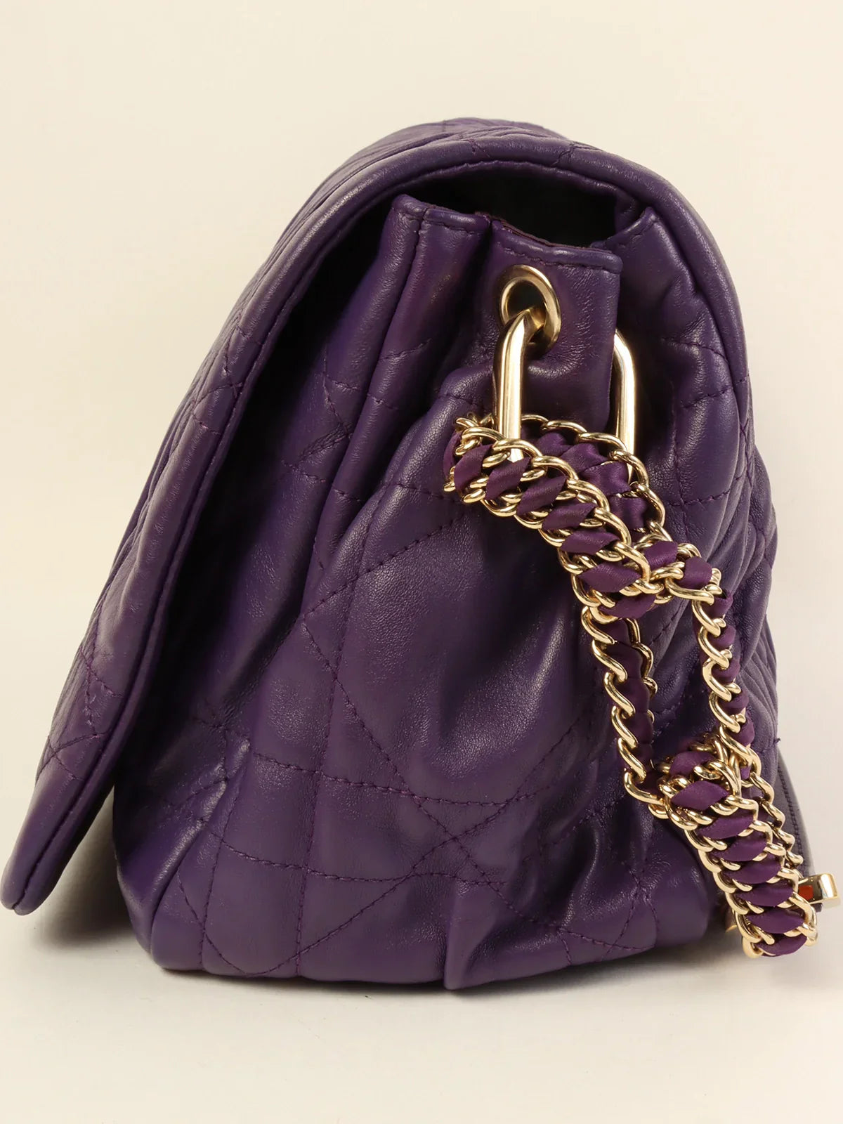 DIOR Cannage Stitch Shoulder Bag Purple