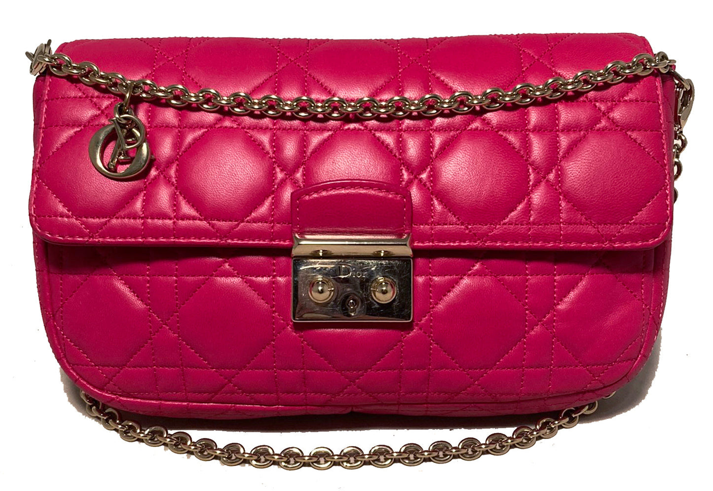 Christian Dior Pink Leather Cannage Quilted Miss Dior Flap Bag