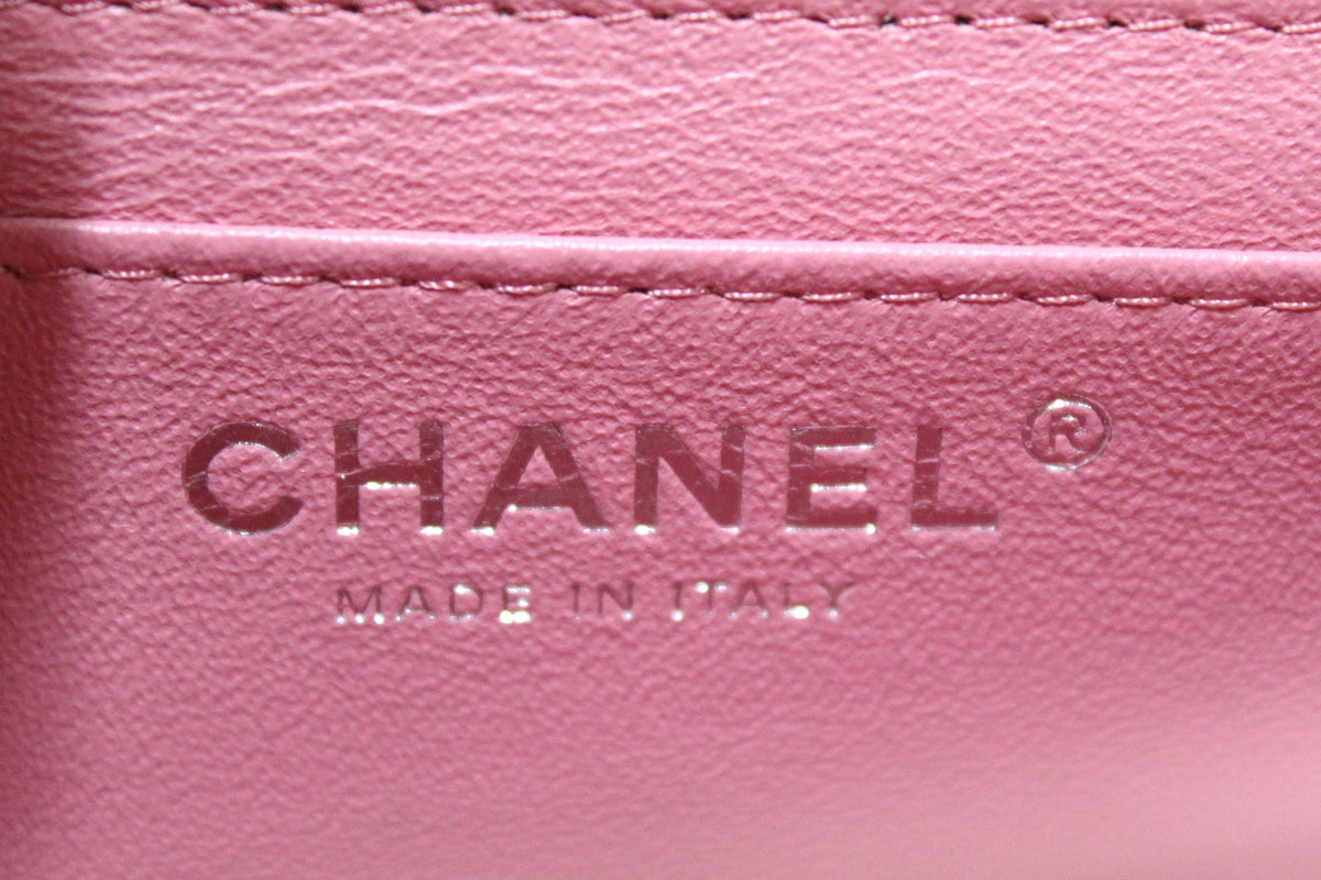 NEW Chanel Quilted Pink Lambskin Leather Mini Square Classic Flap Bag