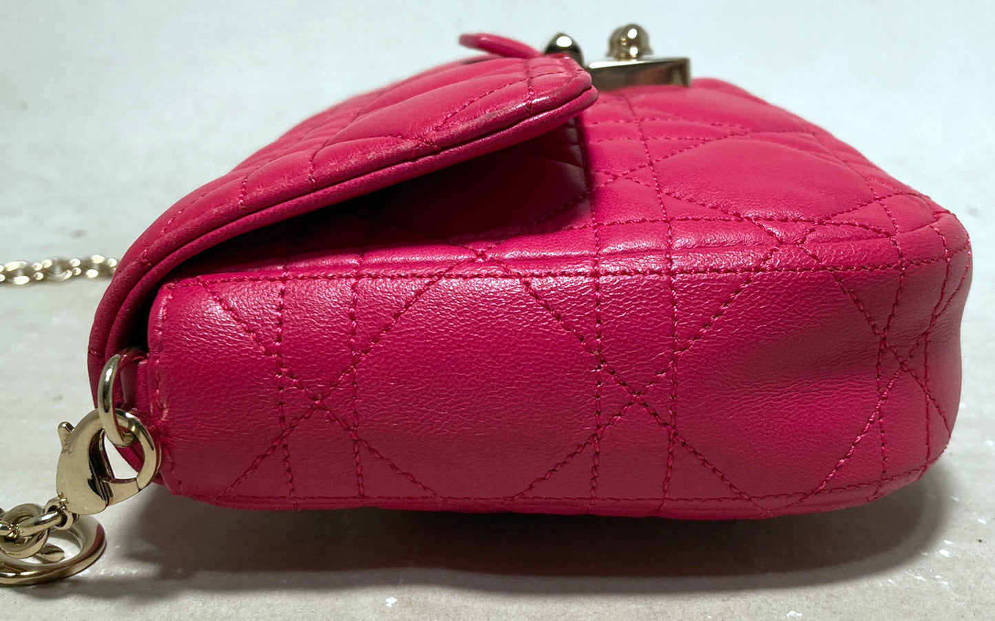 Christian Dior Pink Leather Cannage Quilted Miss Dior Flap Bag