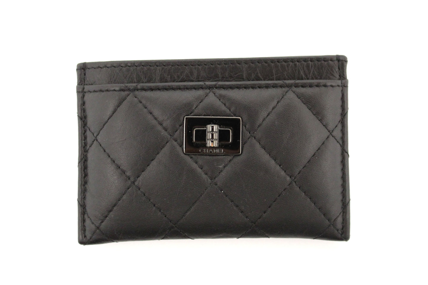 Chanel Black Calfskin Quilted Reissue Card Holder
