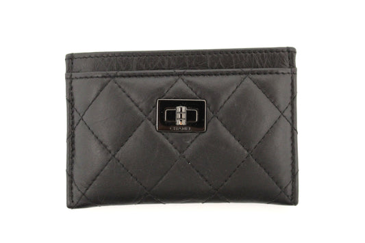 Chanel Black Calfskin Quilted Reissue Card Holder
