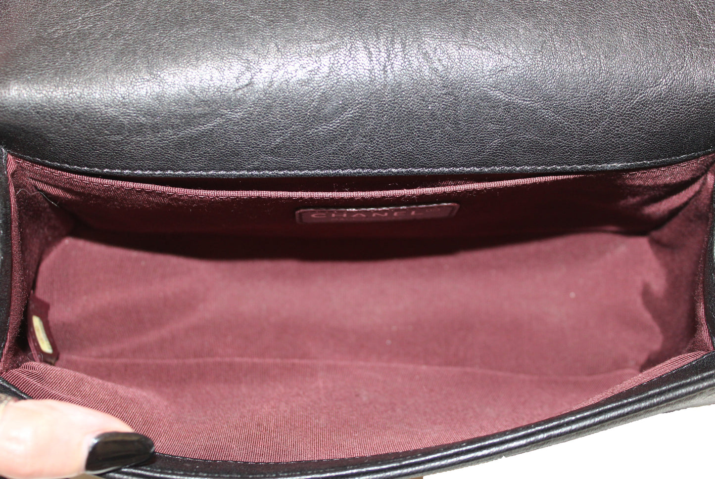 Chanel Studded Black Quilted Distressed Calfskin Old Medium Boy Flap Shoulder Bag