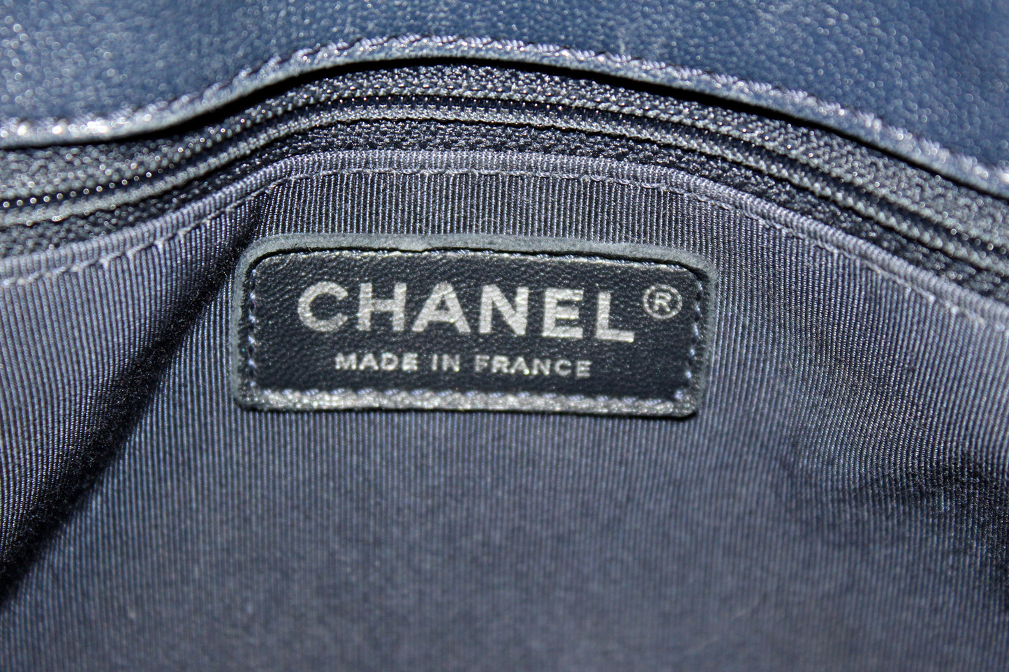 Chanel Quilted Blue Lambskin Leather Shopper Shoulder Tote Bag