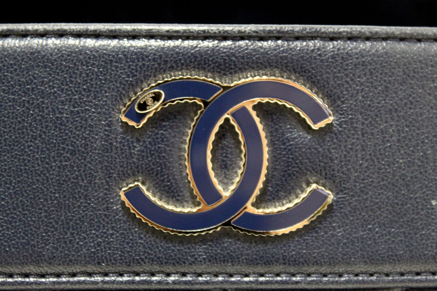 Chanel Quilted Blue Lambskin Leather Shopper Shoulder Tote Bag