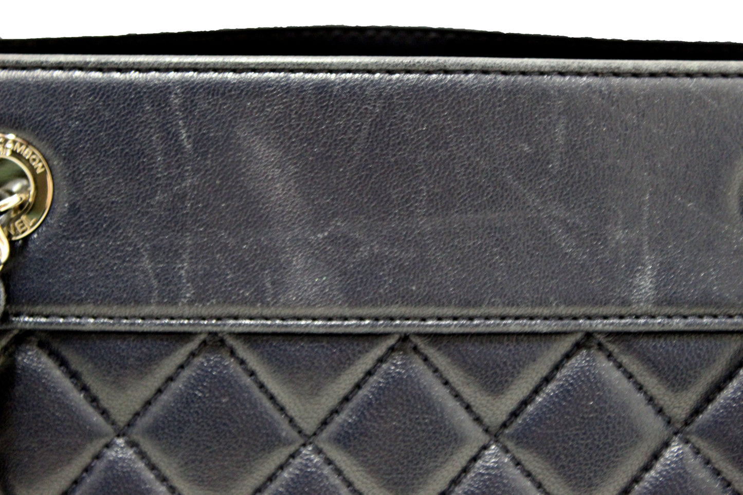 Chanel Quilted Blue Lambskin Leather Shopper Shoulder Tote Bag
