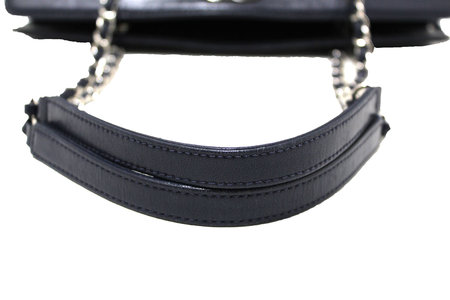 Chanel Quilted Blue Lambskin Leather Shopper Shoulder Tote Bag