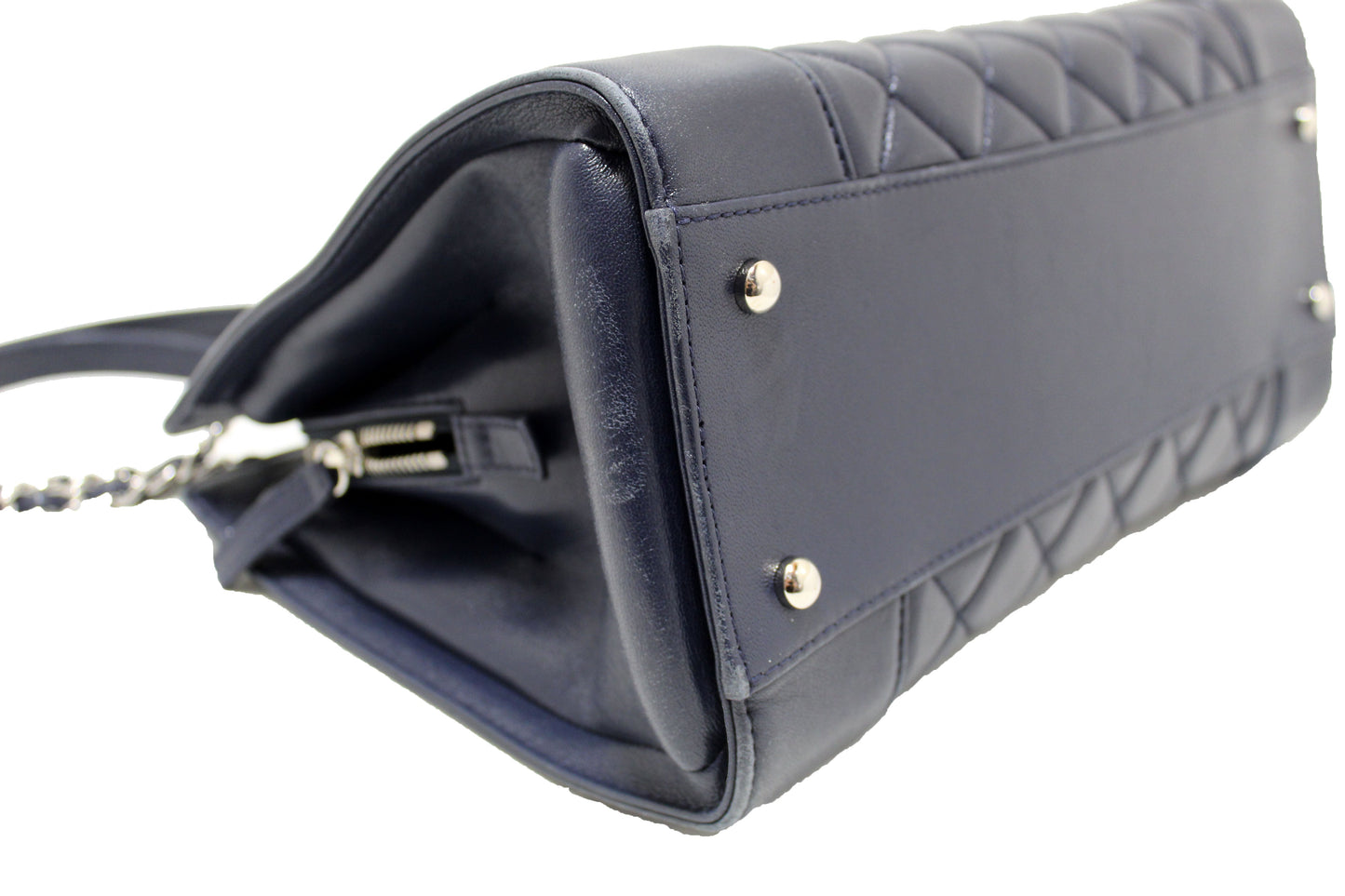 Chanel Quilted Blue Lambskin Leather Shopper Shoulder Tote Bag