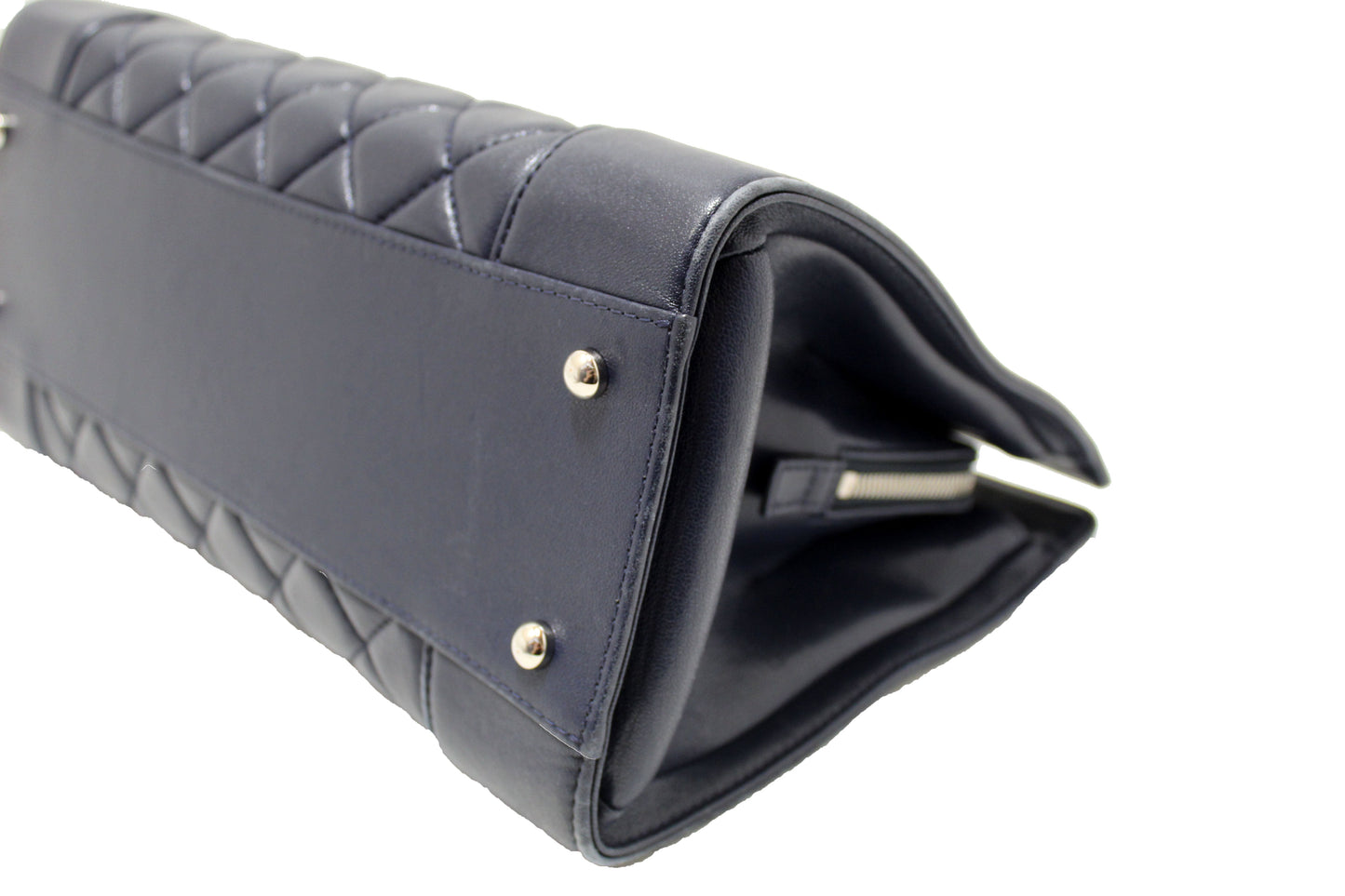 Chanel Quilted Blue Lambskin Leather Shopper Shoulder Tote Bag