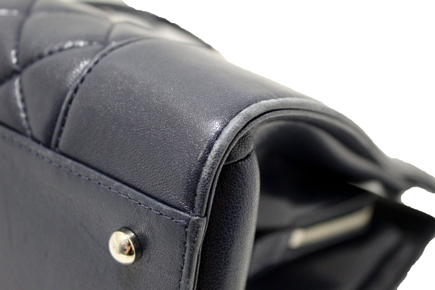 Chanel Quilted Blue Lambskin Leather Shopper Shoulder Tote Bag